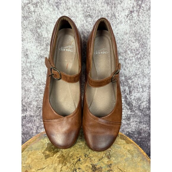 Dansko Womens Mary Jane Shoes 11 EUR 42 Brown Oiled leather Boho Vintage Style - Picture 12 of 14